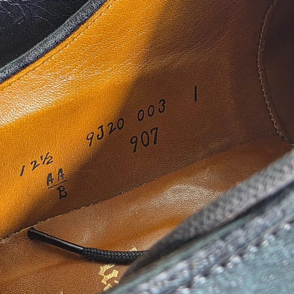 ALDEN 907 12.5 AA / B Black Calfskin Cap Toe‎ Straight Tip Balmoral Oxford Shoes